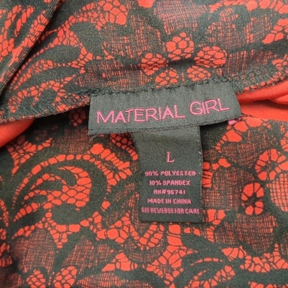 MATERIAL Girl Leggings Red Black Floral Paisley Plush Luxury Juniors Size Large - Picture 6 of 6